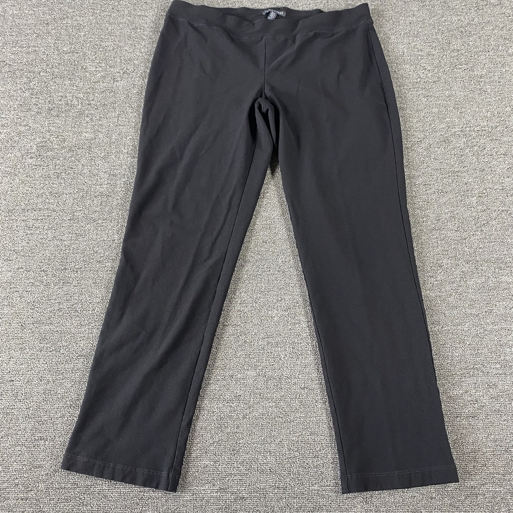 Eileen Fisher Pants Medium Black Pull On Crop Stretch Viscose Knit